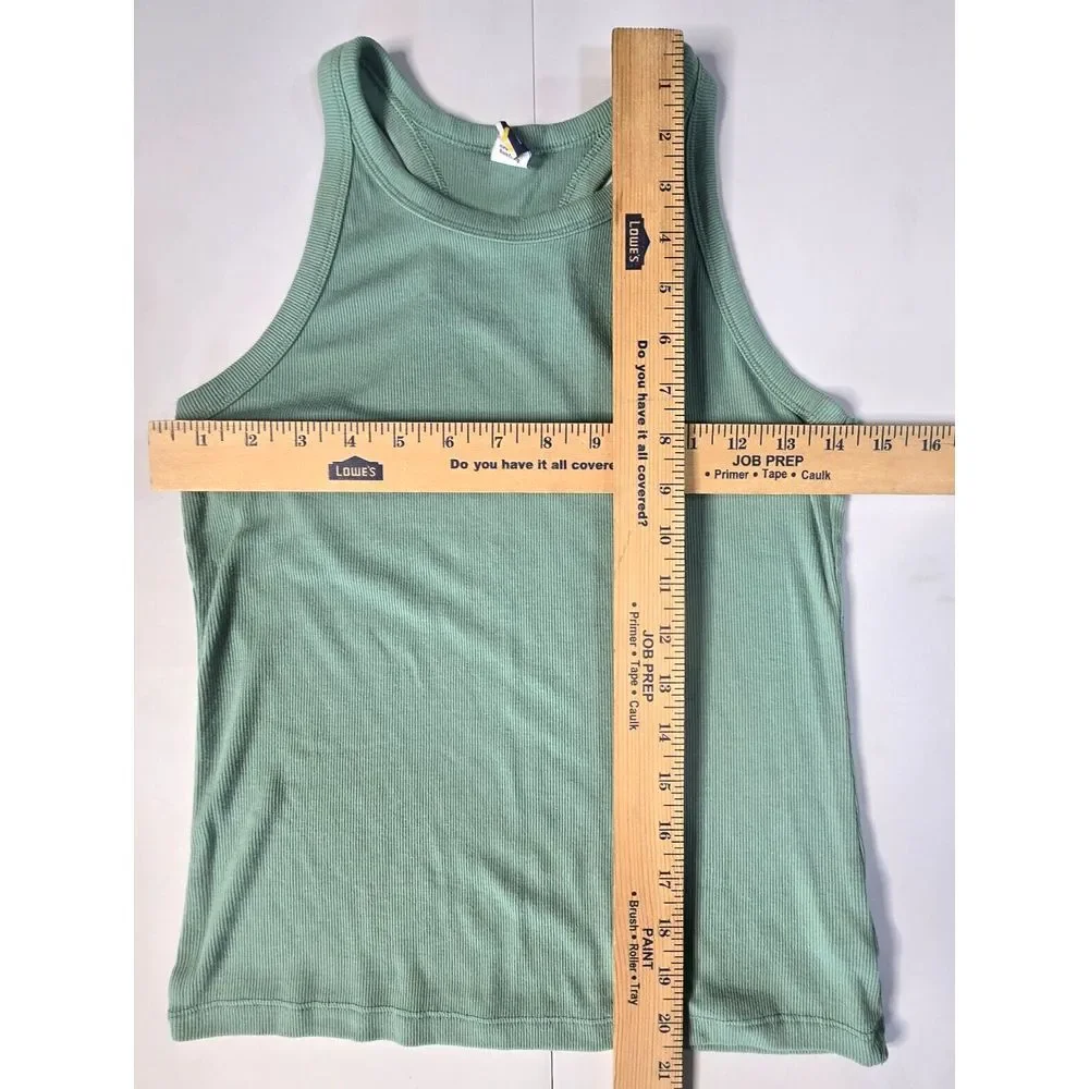 Ultralite Girls Lot/2 Ribbed Tank Tops XL 14/16 Dusty Sea Green & White Vacation